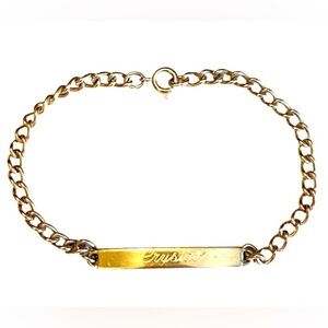 CRYSTAL name ID bracelet Vintage Gold